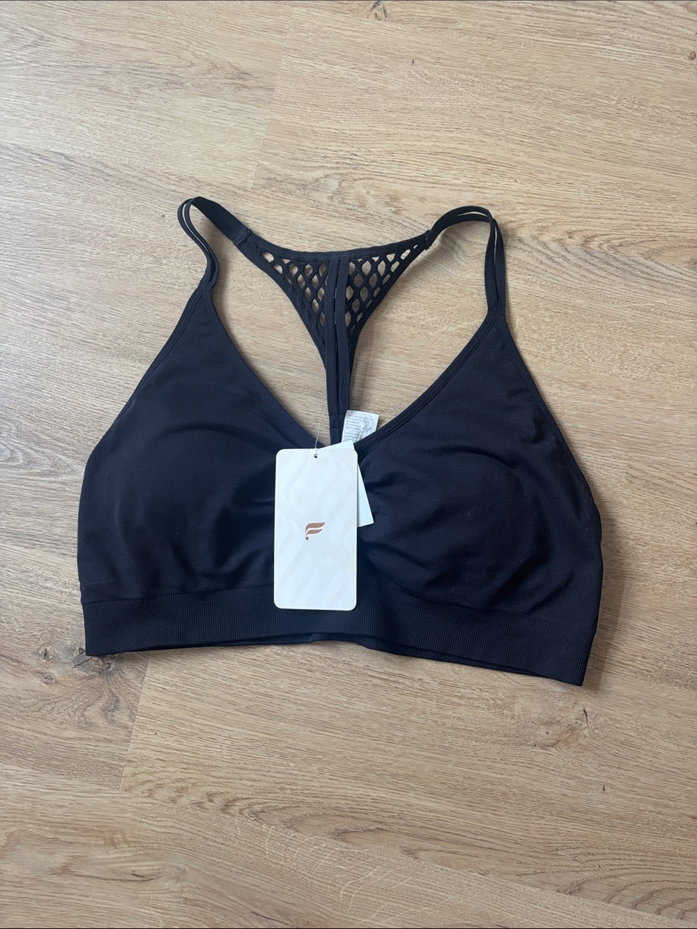 Fabletics Black Mesh-Back Sports Bralette